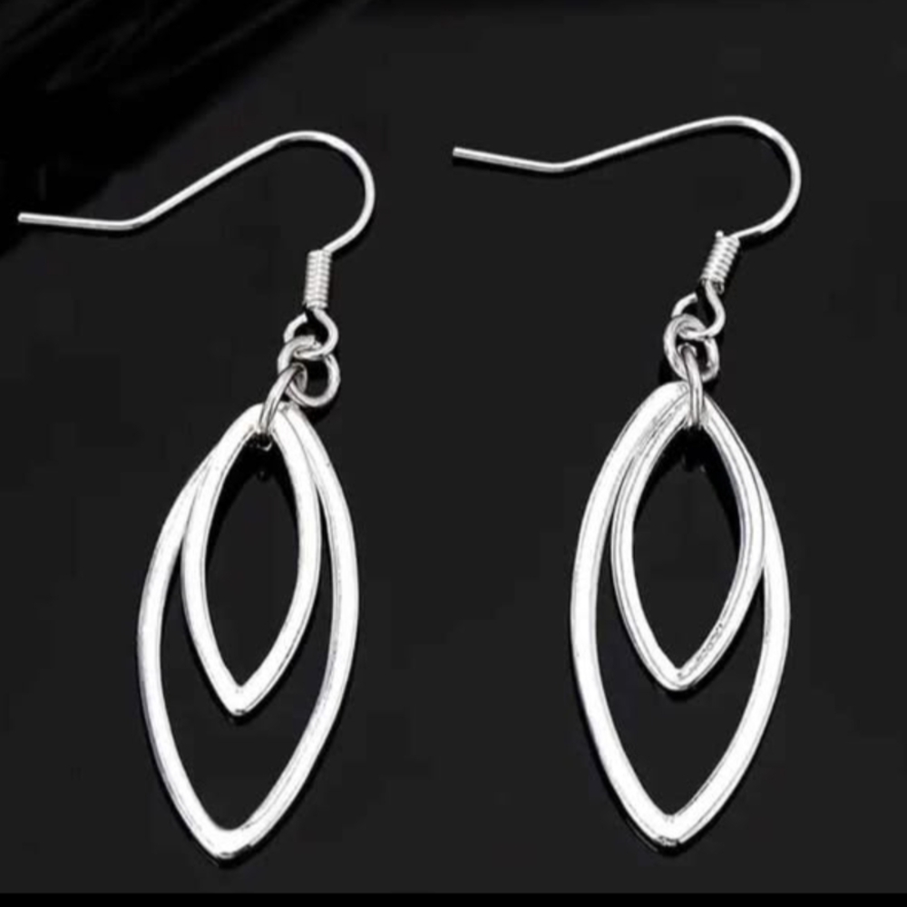 Double Marquis Cut Dangle Earrings- Hypoallergenic - Picture 1 of 3